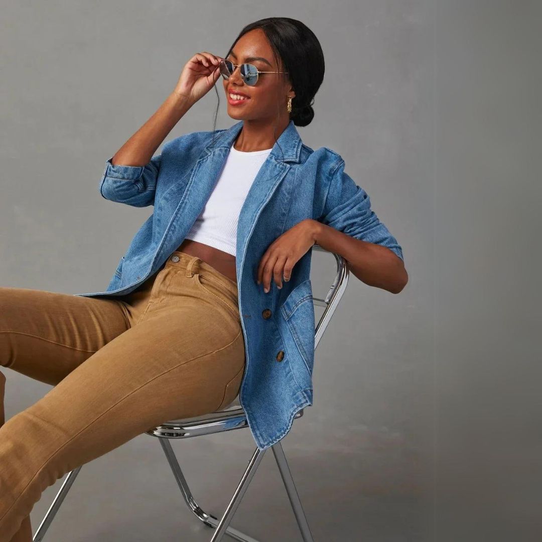 Women's Stylish Denim Blazer with Pockets | Perfect for Casual Days