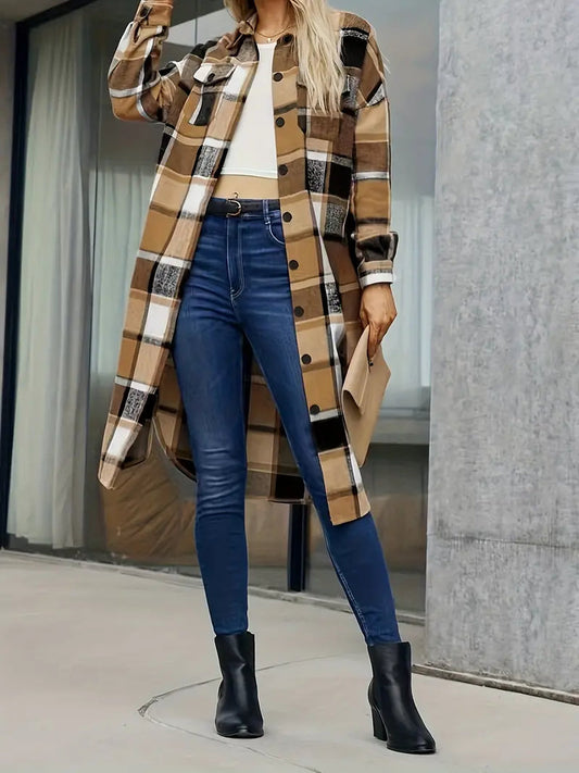 Carrie - Plaid Long Coat - Casual - Modern Style - Ideal for Autumn