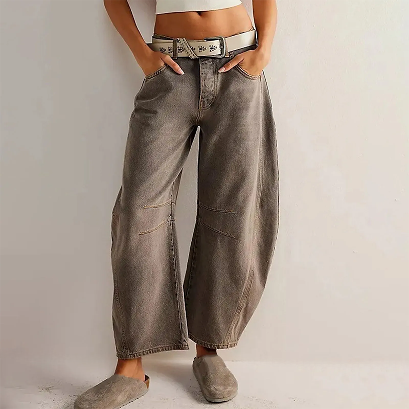 Francesca - Wide Leg Baggy Jeans Washed - Chic - Denim - Perfect for Casual Days