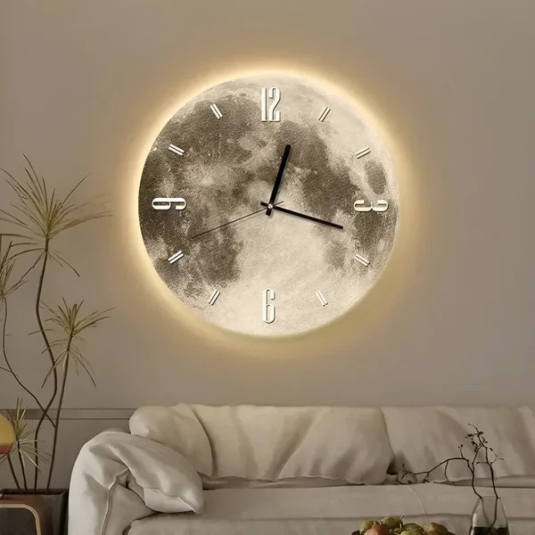 Large Wall Clock – Moon Motif Decorative Timepiece 0