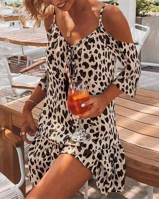 Women's Summer Casual Short Dress with Leopard Print | Perfect for Casual Days