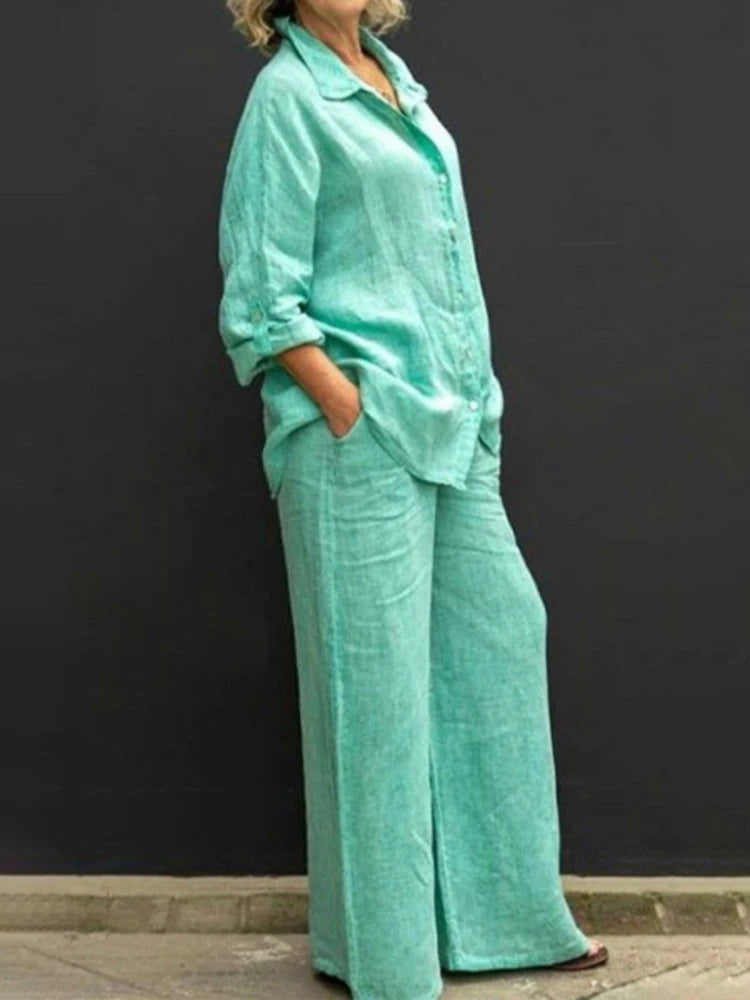 Women's Oversized Urban Long-Sleeve Top and Wide-Leg Pants Co ords Set | Perfect for Casual Days