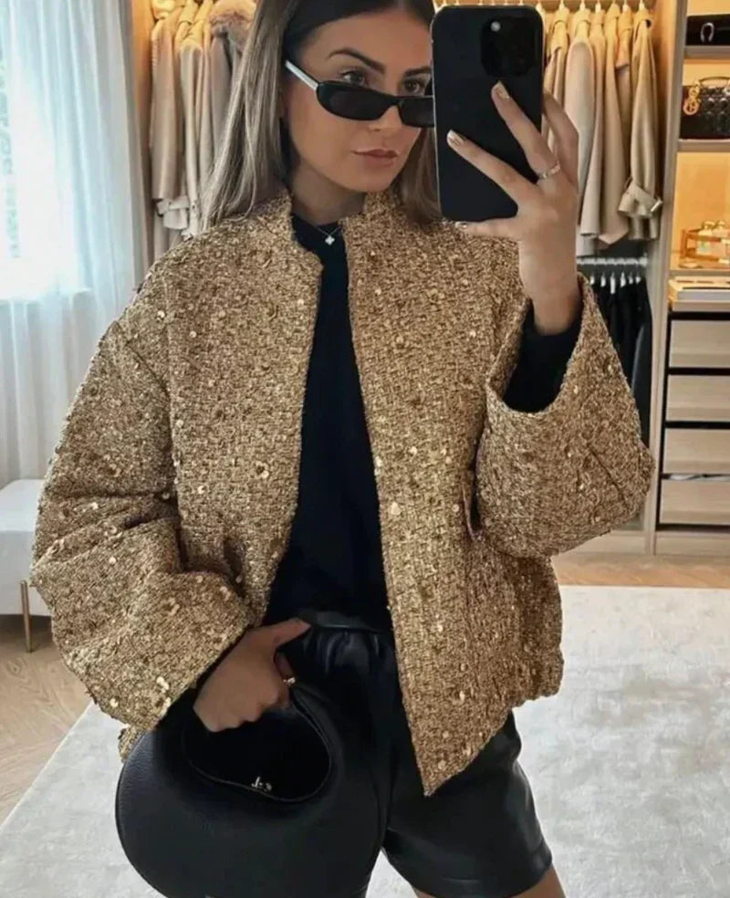 Women's Elegant Sequined Blazer with Pockets | Perfect for Casual Days