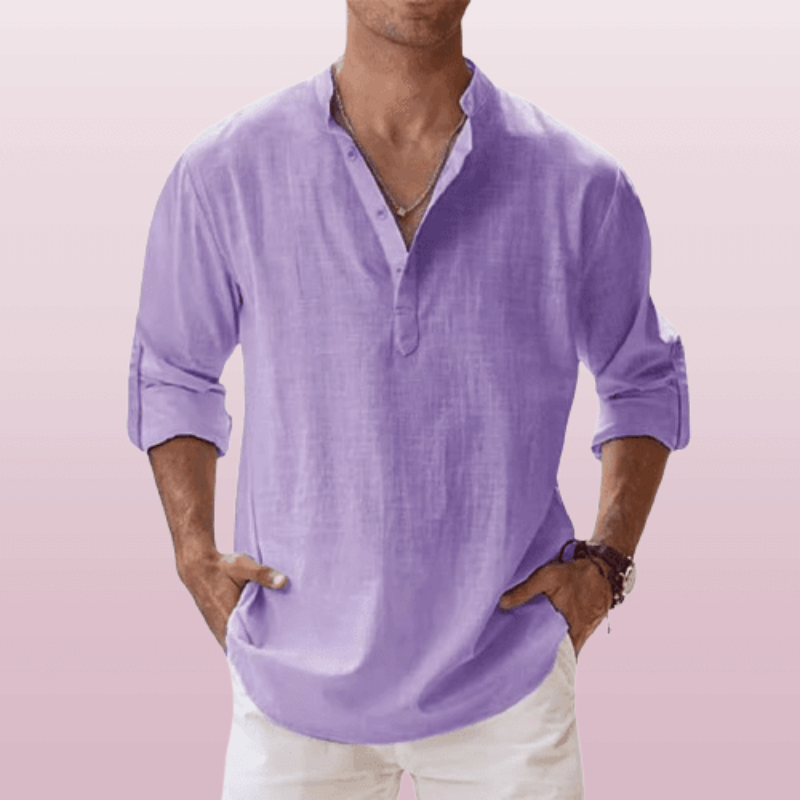 Men's Long Sleeve Shirt with Button Placket
