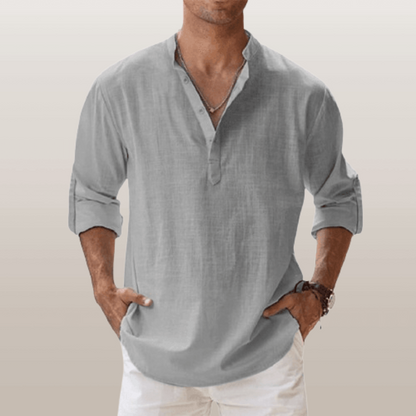 Men's Long Sleeve Shirt with Button Placket