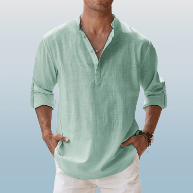 Men's Long Sleeve Shirt with Button Placket