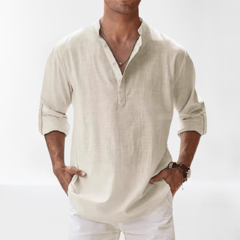 Men's Long Sleeve Shirt with Button Placket