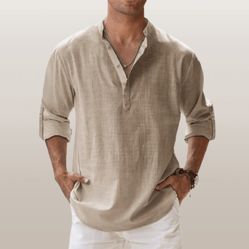 Men's Long Sleeve Shirt with Button Placket