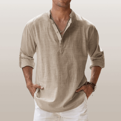 Men's Long Sleeve Shirt with Button Placket