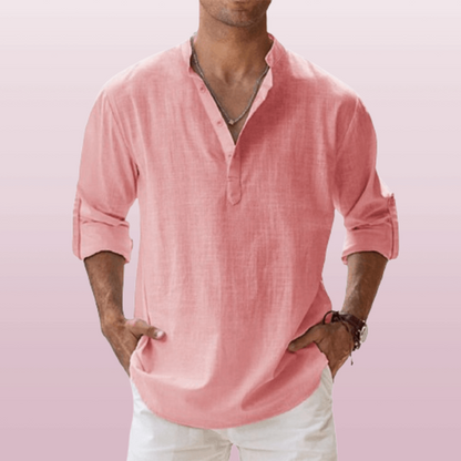 Men's Long Sleeve Shirt with Button Placket