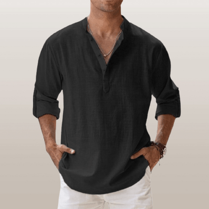 Men's Long Sleeve Shirt with Button Placket