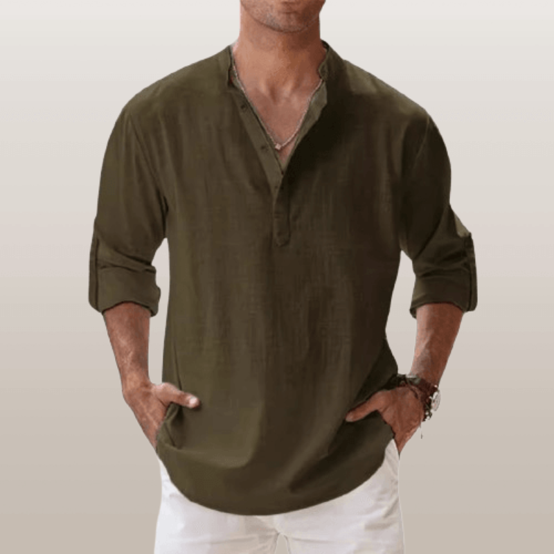 Men's Long Sleeve Shirt with Button Placket