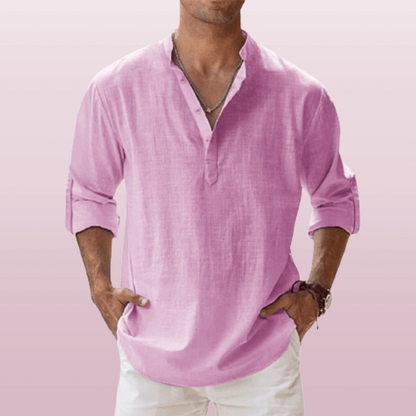 Men's Long Sleeve Shirt with Button Placket