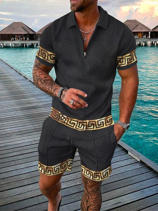 Men's Two-Piece Set with Polo Shirt and Shorts