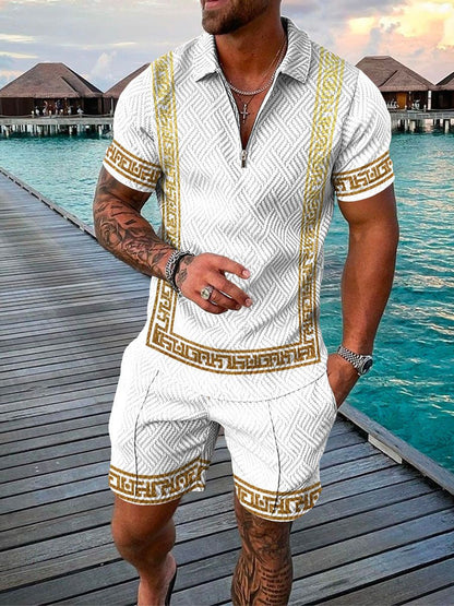 Men's Two-Piece Set with Polo Shirt and Shorts