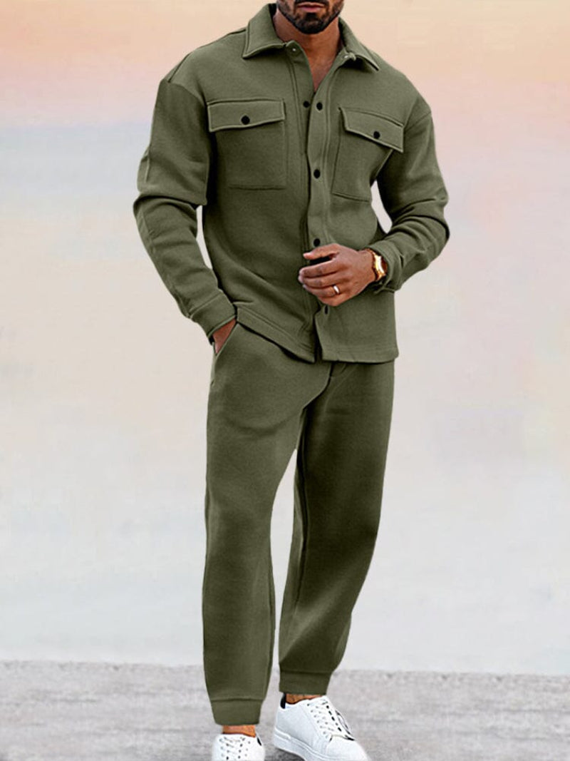 Men's Two-Piece Set with Buttoned Shirt