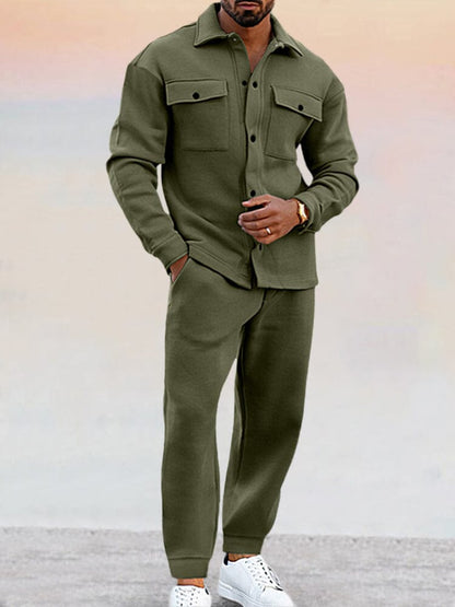 Men's Two-Piece Set with Buttoned Shirt
