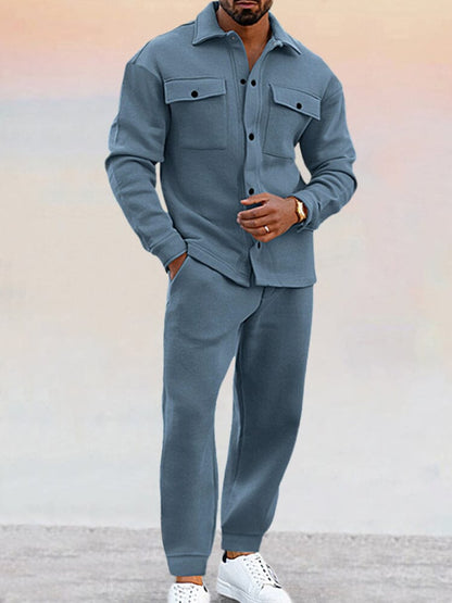 Men's Two-Piece Set with Buttoned Shirt