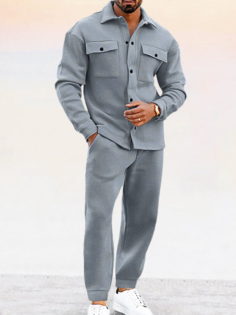 Men's Two-Piece Set with Buttoned Shirt