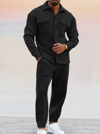 Men's Two-Piece Set with Buttoned Shirt