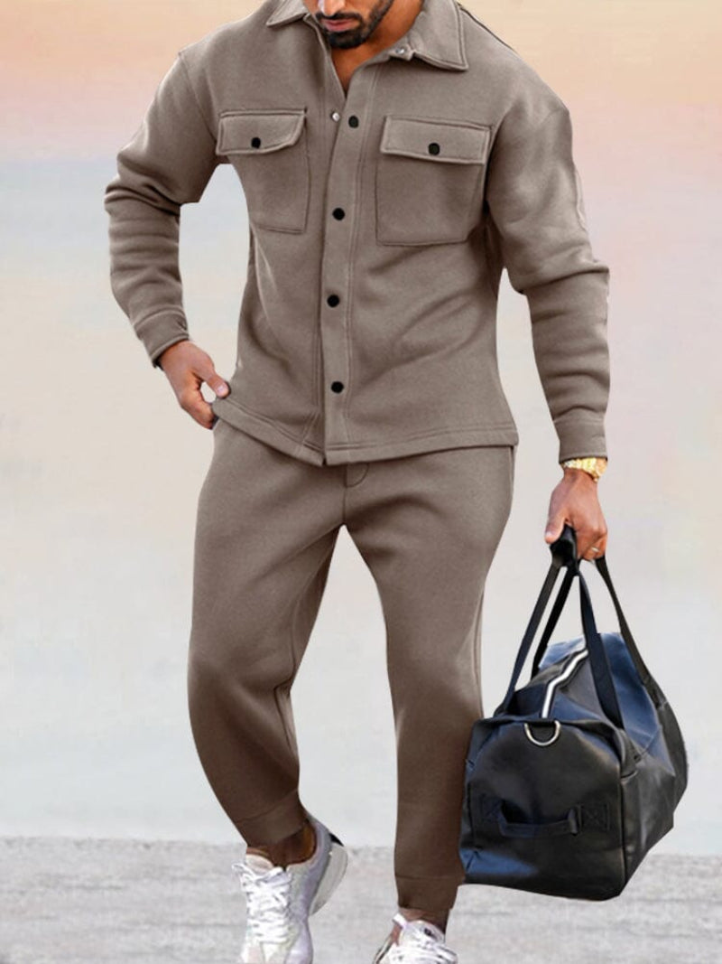 Men's Two-Piece Set with Buttoned Shirt