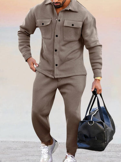 Men's Two-Piece Set with Buttoned Shirt