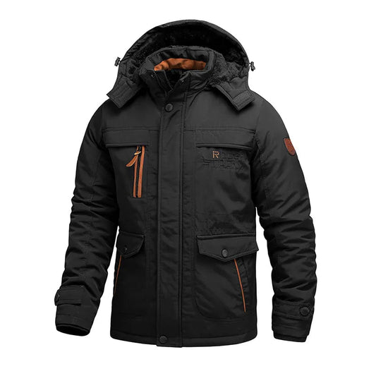 Men's Tactical Jacket with Detachable Hood and Multiple Pockets
