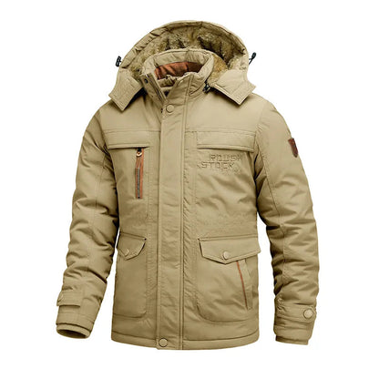 Men's Tactical Jacket with Detachable Hood and Multiple Pockets