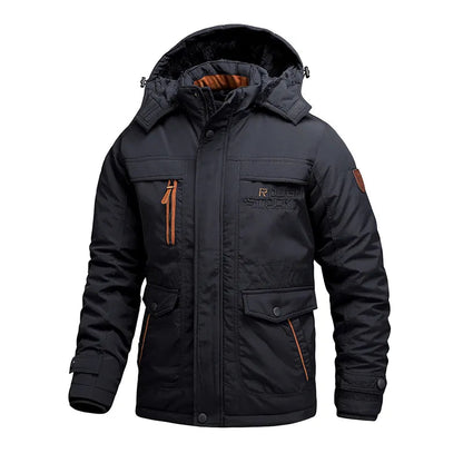 Men's Tactical Jacket with Detachable Hood and Multiple Pockets