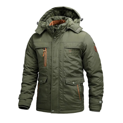 Men's Tactical Jacket with Detachable Hood and Multiple Pockets