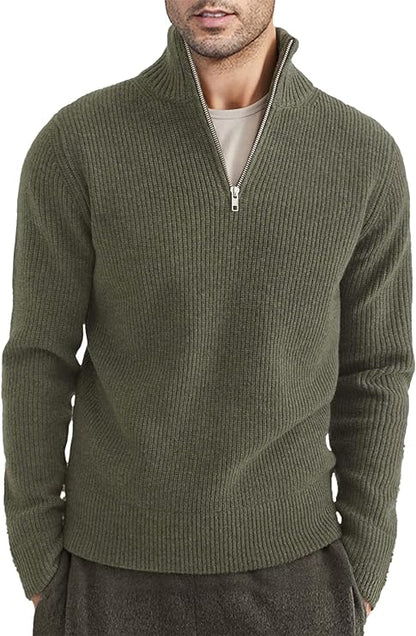 Men's Quarter Zip Long Sleeve Sweater