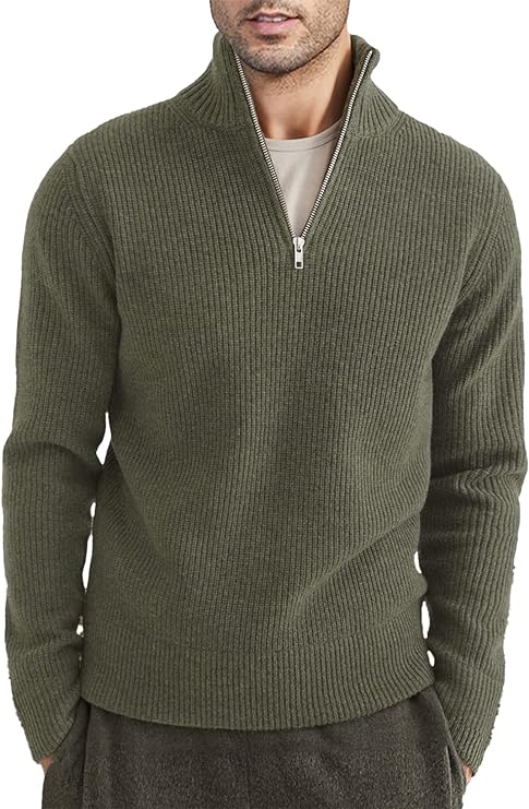Men's Quarter Zip Long Sleeve Sweater