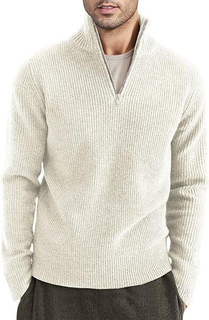 Men's Quarter Zip Long Sleeve Sweater