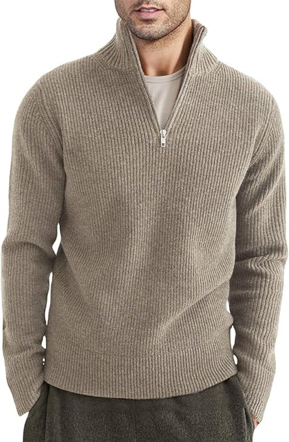 Men's Quarter Zip Long Sleeve Sweater