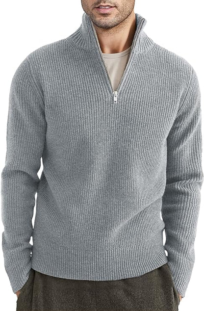 Men's Quarter Zip Long Sleeve Sweater