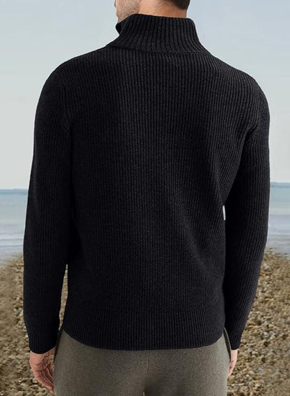 Men's Quarter Zip Long Sleeve Sweater