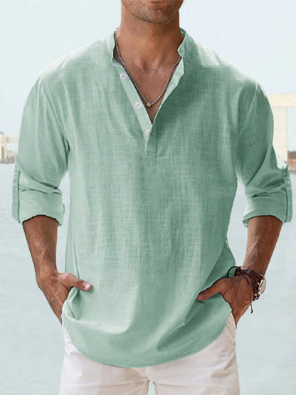 Men’s Band Collar Shirt