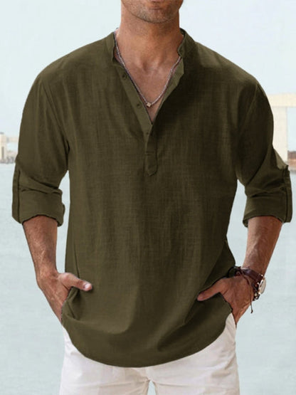 Men’s Band Collar Shirt