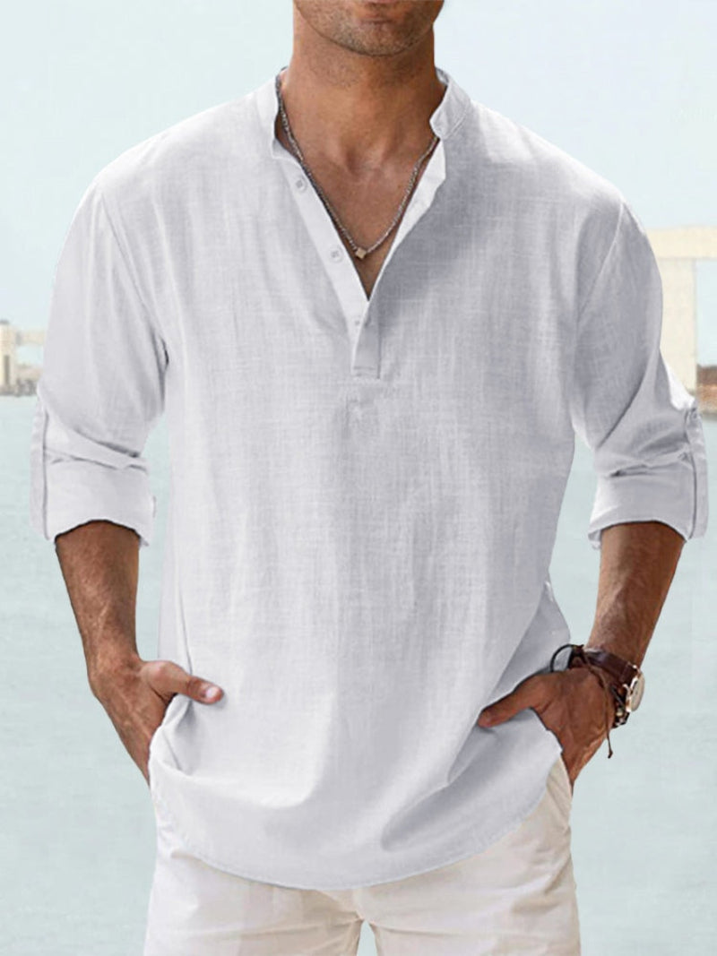 Men’s Band Collar Shirt