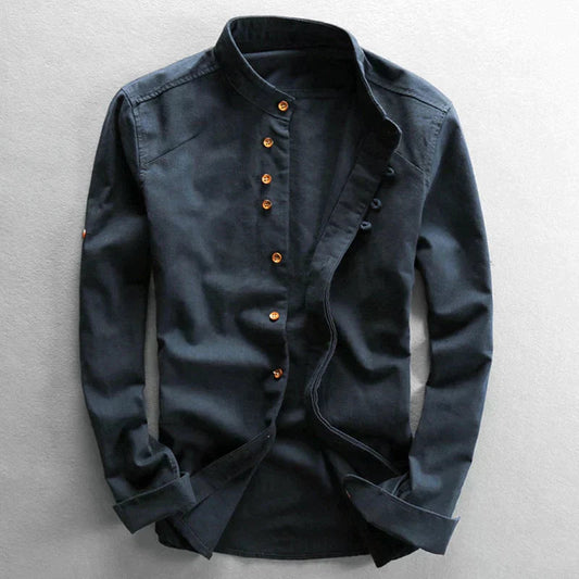 Men's Dress Shirt with Stand-up Collar