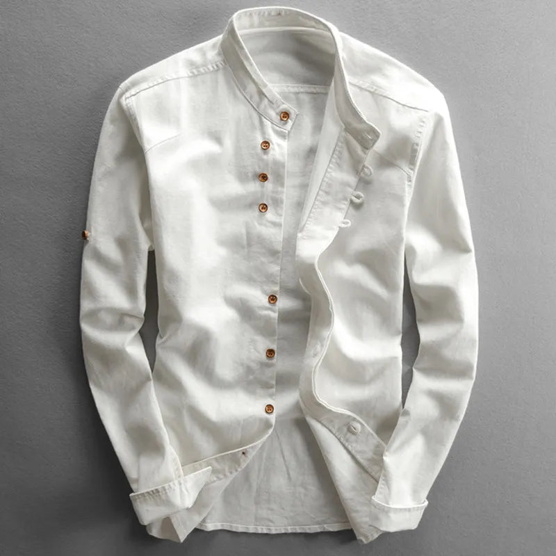 Men's Dress Shirt with Stand-up Collar