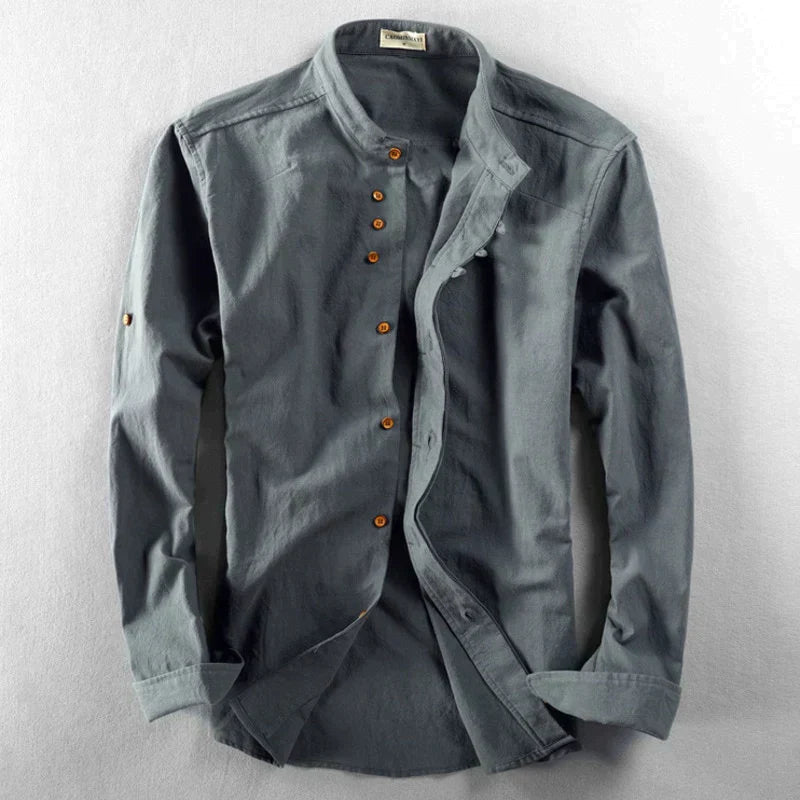 Men's Dress Shirt with Stand-up Collar