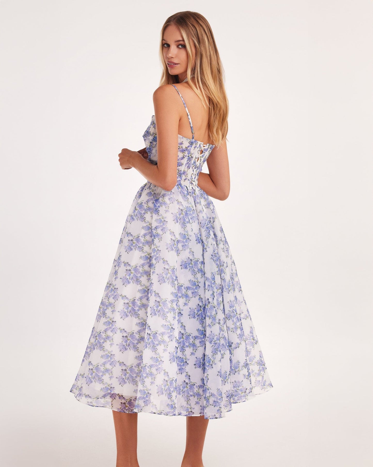 Women's Elegant Lightweight Midi Dress with Spaghetti Straps