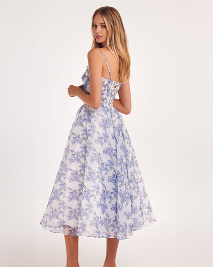 Women's Elegant Lightweight Midi Dress with Spaghetti Straps