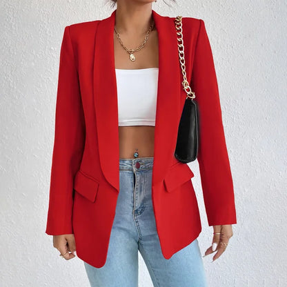 Women's Trendy Slim Open Front Blazer with Pockets | Perfect for Casual Days