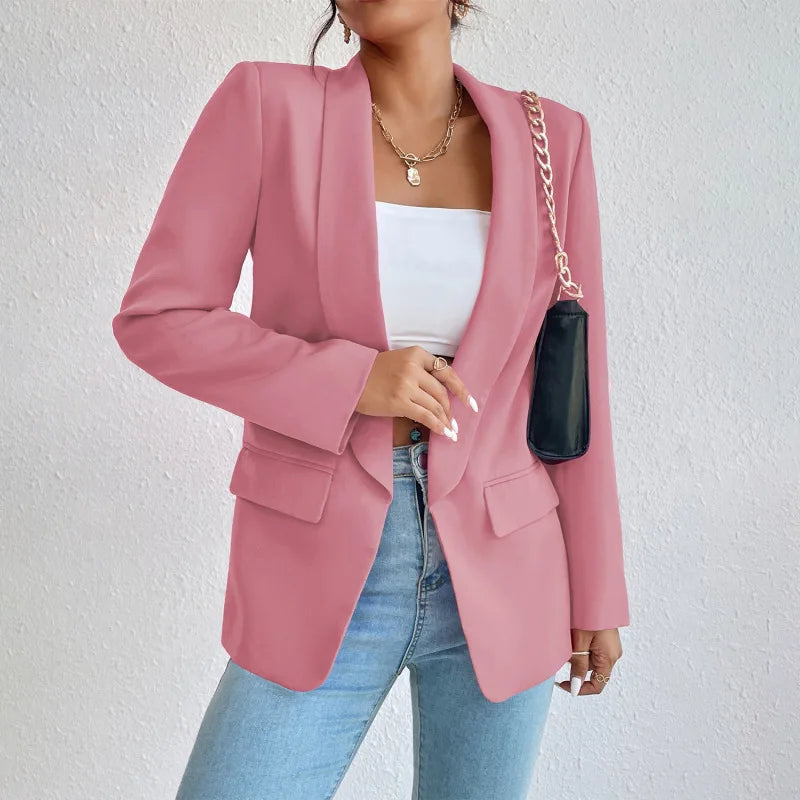 Women's Trendy Slim Open Front Blazer with Pockets | Perfect for Casual Days