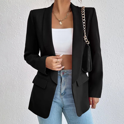 Women's Trendy Slim Open Front Blazer with Pockets | Perfect for Casual Days