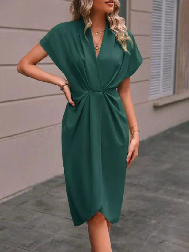 Women's Comfortable Fabric Midi Wrap Dress with Versatile Styling Options
