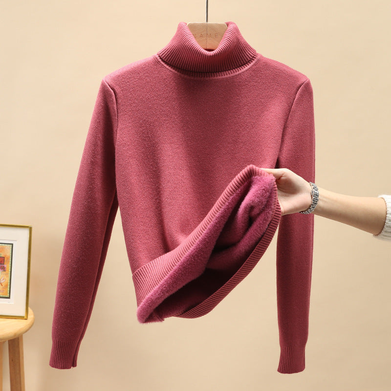 Women's Warm Knitted Pink Turtleneck Jumper | Ideal for Winter