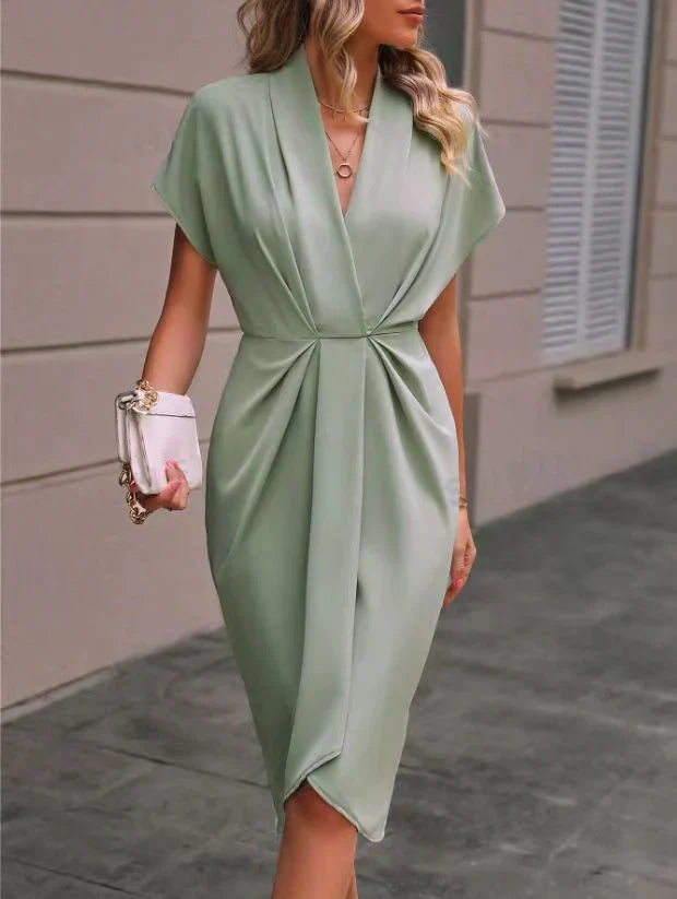 Variant image for Women's Comfortable Fabric Midi Wrap Dress with Versatile Styling Options-49